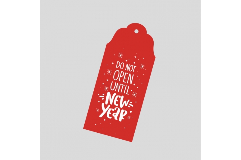 Бирка фудибокс большая "Не открывать до Нового года" 6,2*14 см